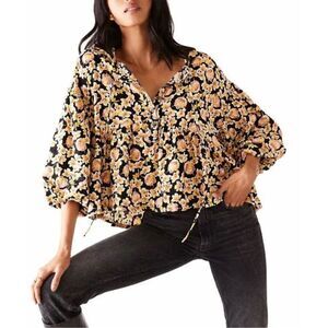 Free People Highlander Blouse in Dark Combo Size M